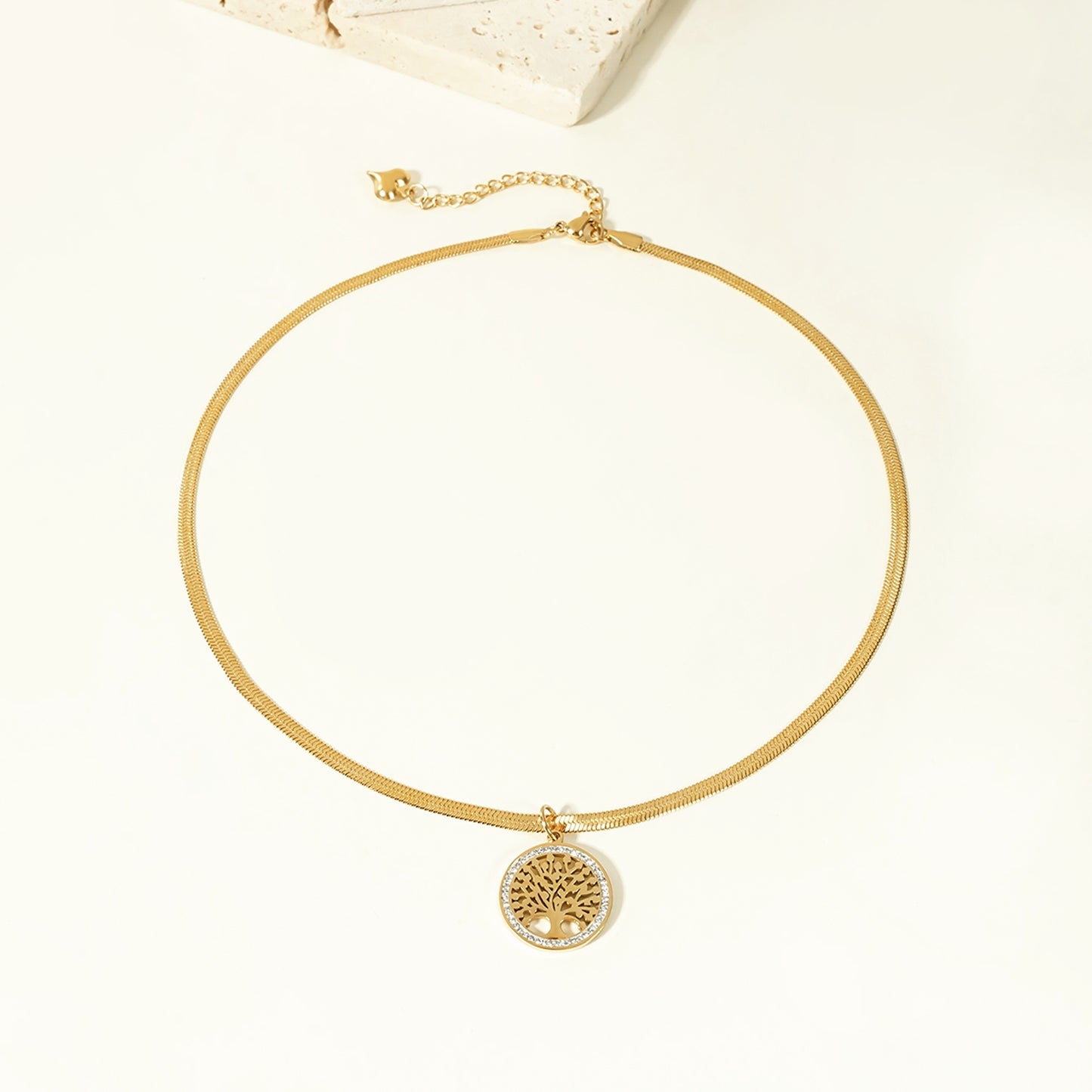 Schmuckset Lebensbaum Gold Edelstahl Halskette und Armband wasserfest hypoallergen