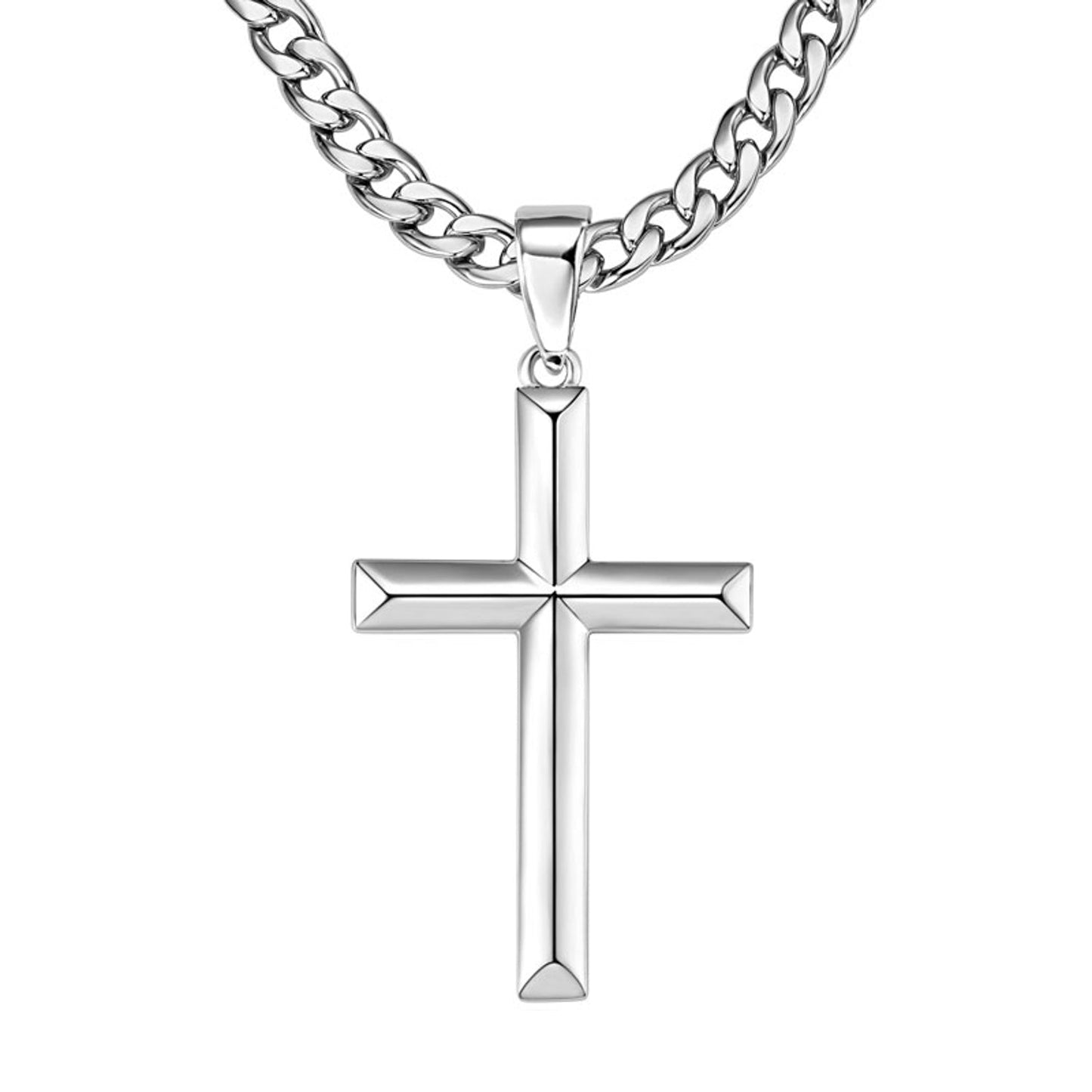 Herrenkette mit Kreuz Silber 925/ Edelstahl Karma