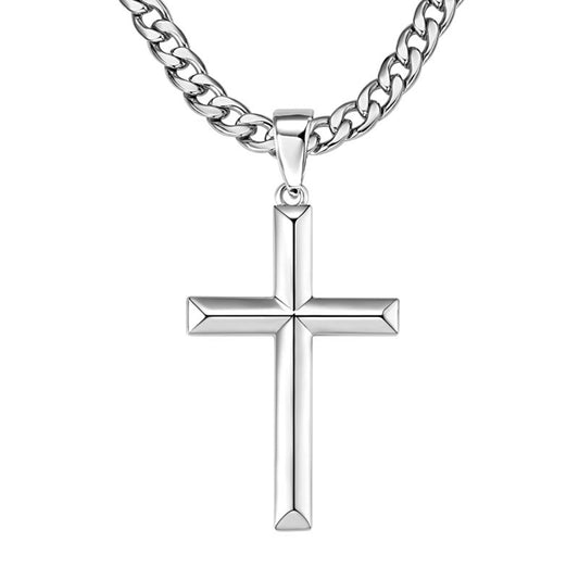 Herrenkette mit Kreuz Silber 925/ Edelstahl Karma