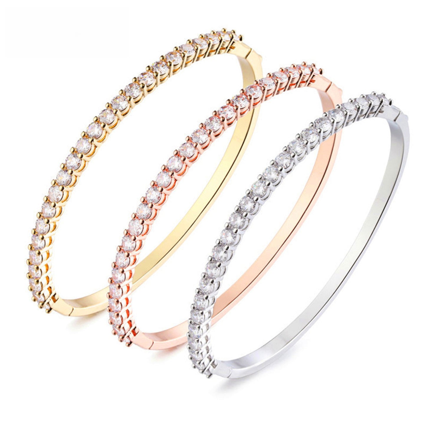 Armreif Zirkone Roségold 6 cm Damen hypoallergen Damenarmreif Armschmuck Karma