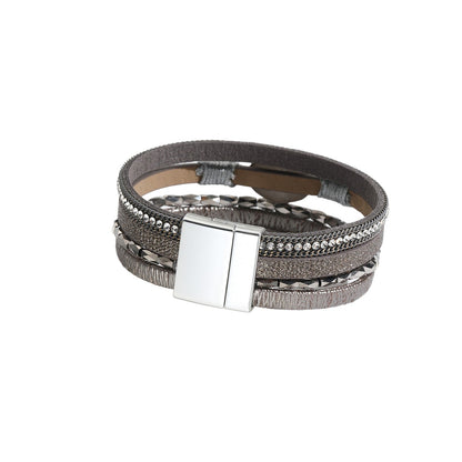 Lederarmband mehrreihig Damen Leo beige KARMA