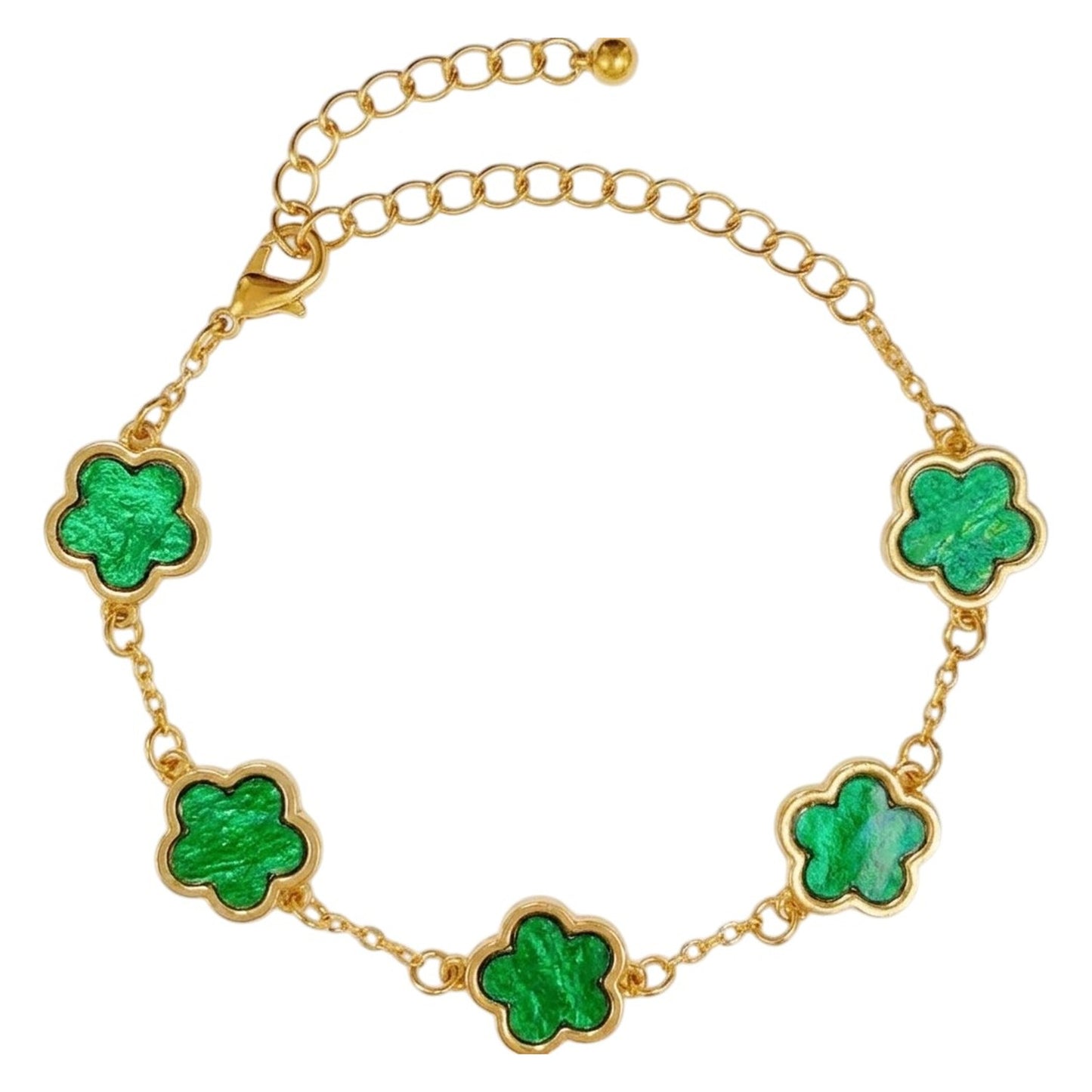 Armband Blume Gold Grün 17 cm Damenarmband Blumenarmband Karma
