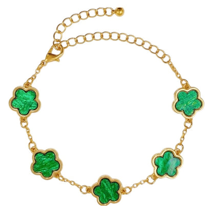 Armband Blume Gold Grün 17 cm Damenarmband Blumenarmband Karma