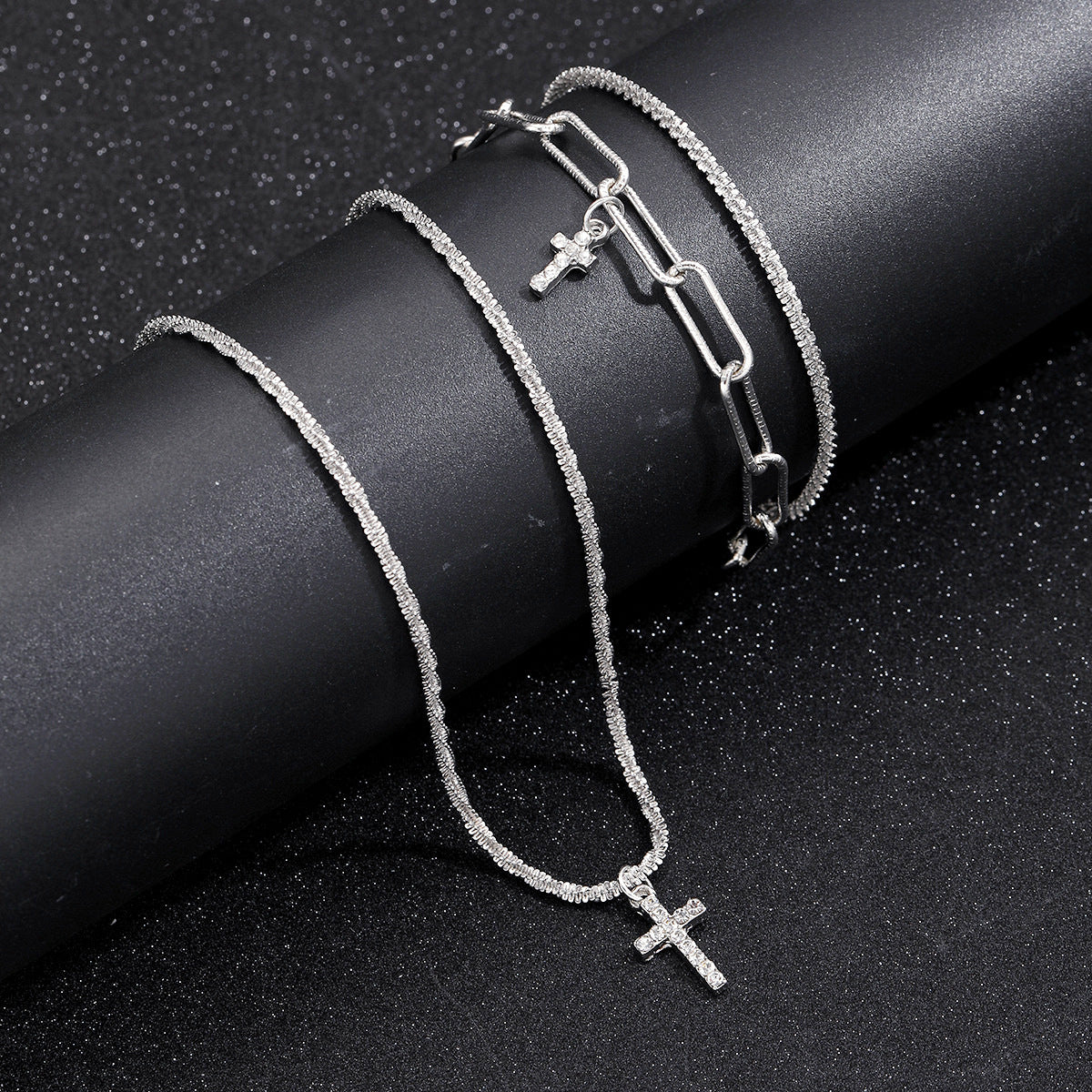 Schmuckset Armbänder und Halskette Legierung Silber KARMA