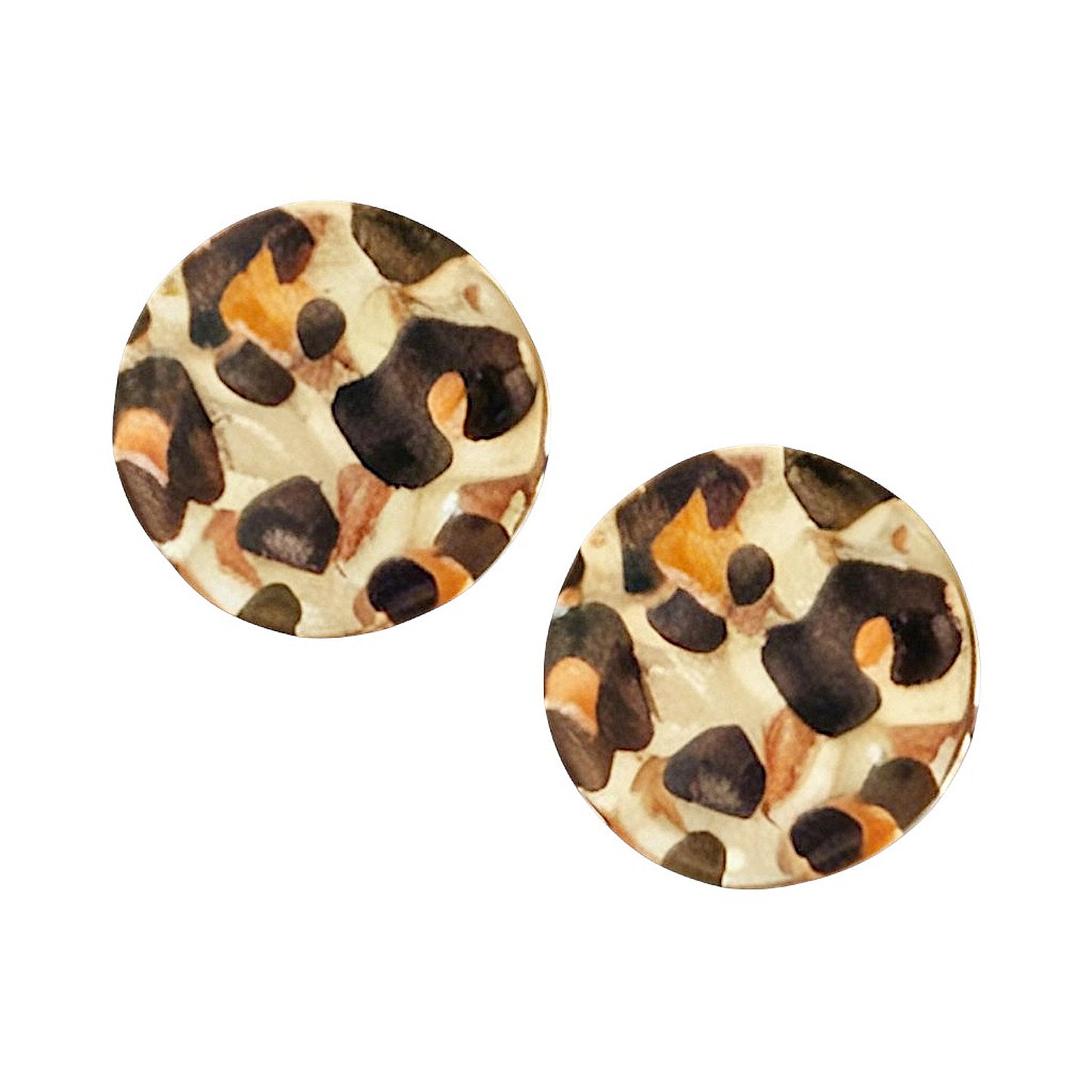Ohrstecker Leo Print 2 cm Gold Braun modern Damenohrringe Ohrringe Karma