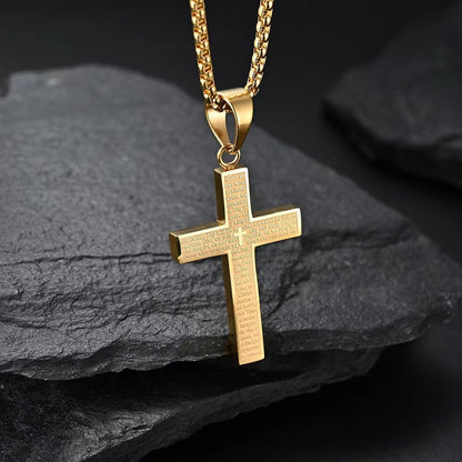 Halskette Kreuz Edelstahl Gold Schwarz oder Silber KARMA
