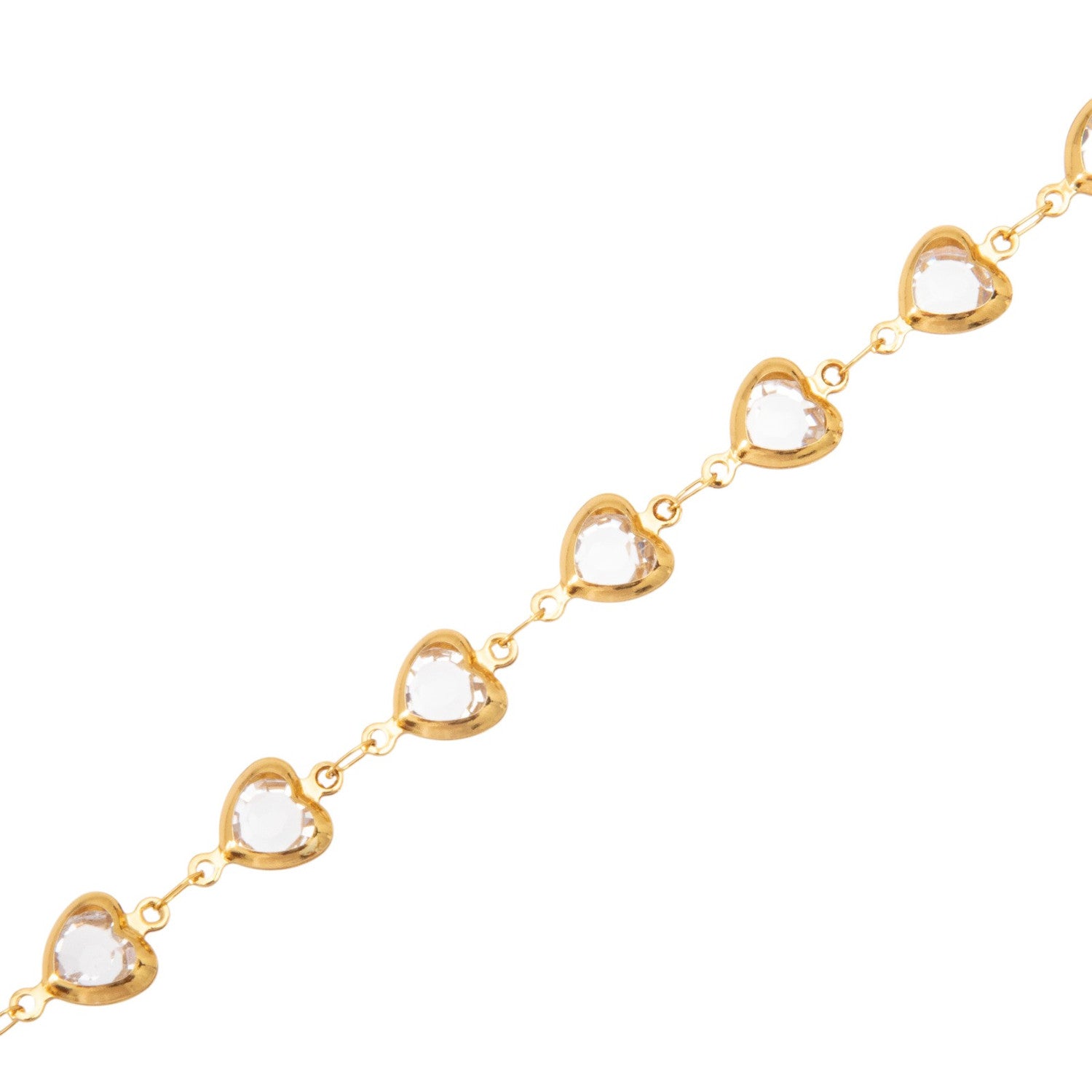 Schmuckset Herz Armband & Fußkette Gold Klar Edelstahl vergoldet wasserfest hypoallergen rostfrei Karma