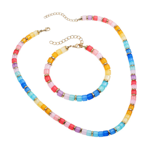 Schmuckset Halskette und Armband bunt KARMA