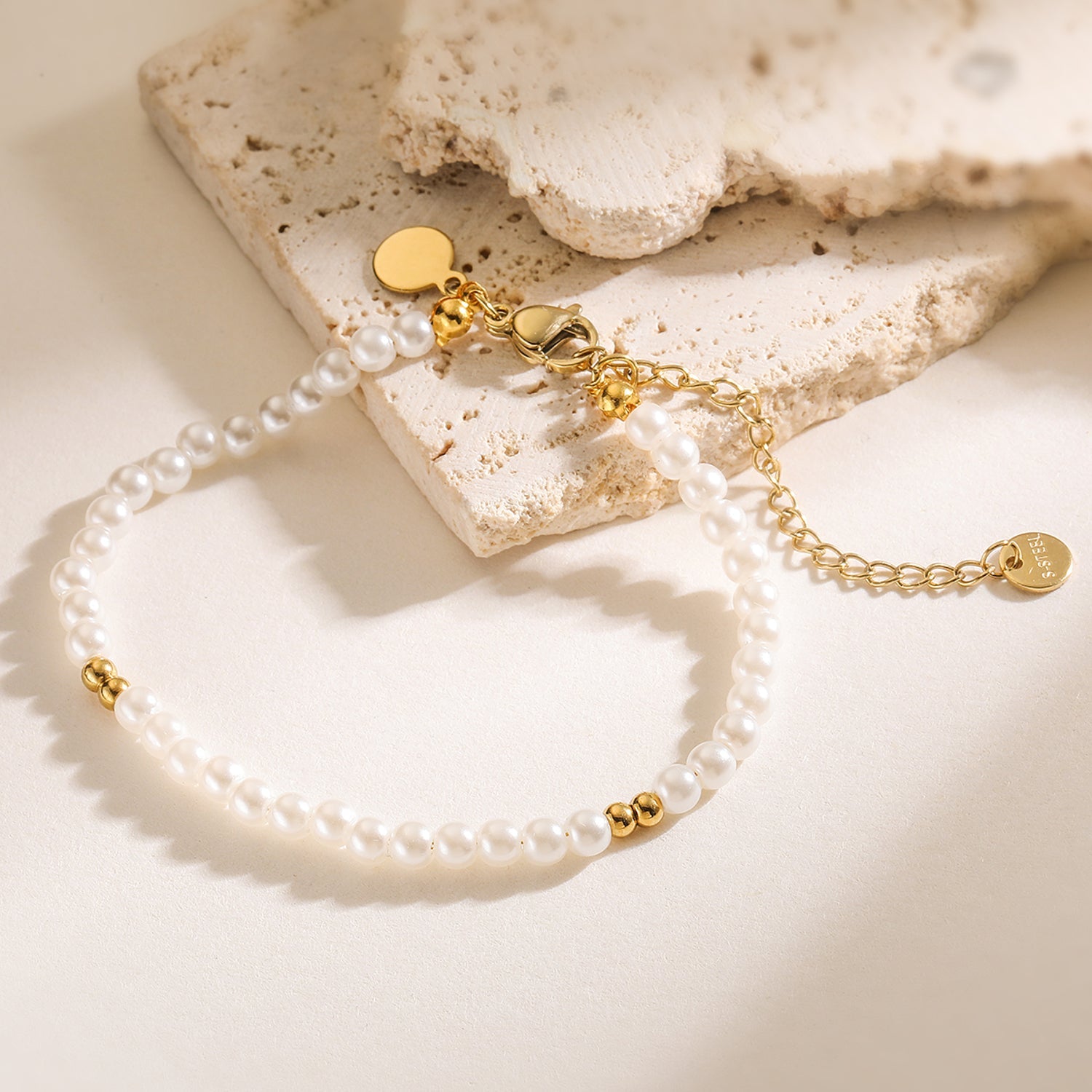 Perlenarmband filigran Gold KARMA