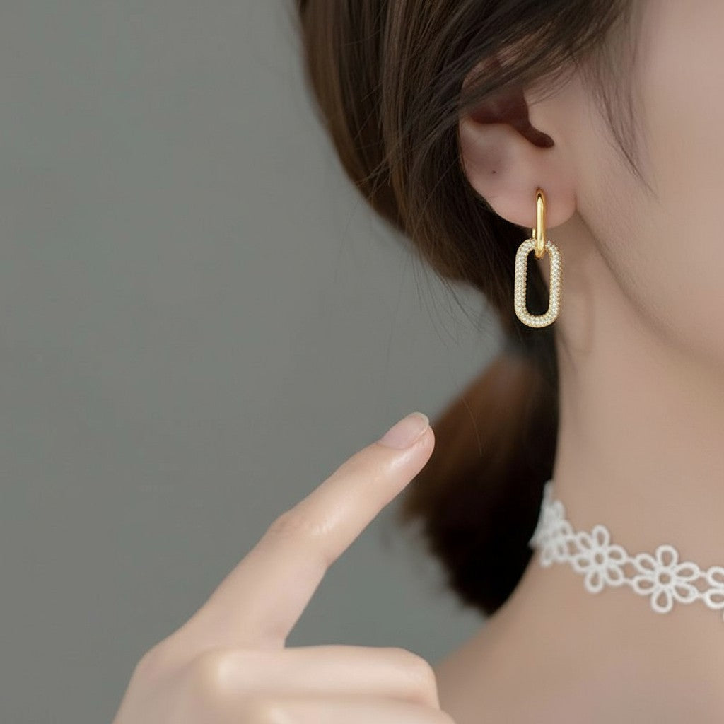 Ohrringe Damen Gold Edelstahl Zirkone modern KARMA