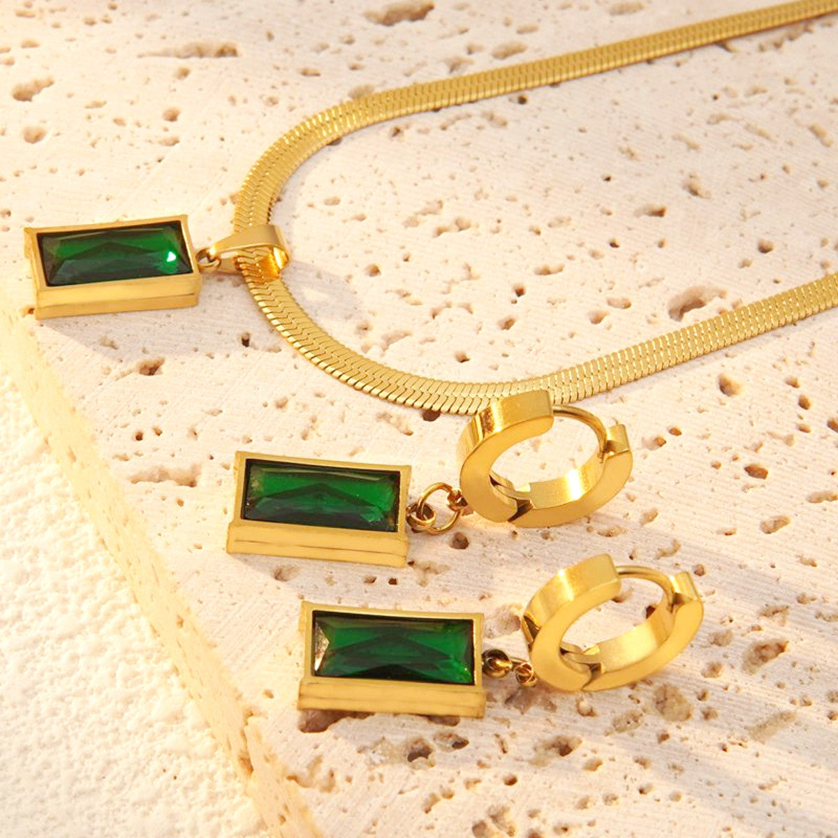 Schmuckset Gold Grün Karma