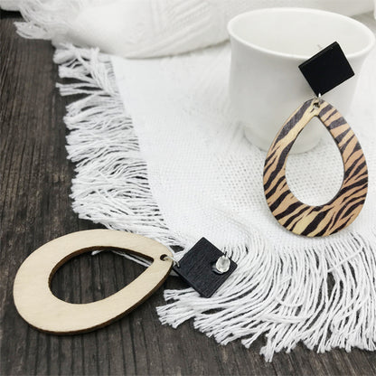 XL Statement Ohrringe Leo Braun 7,5 cm modern Holz Metall Damen Ohrstecker Damenohrringe Karma