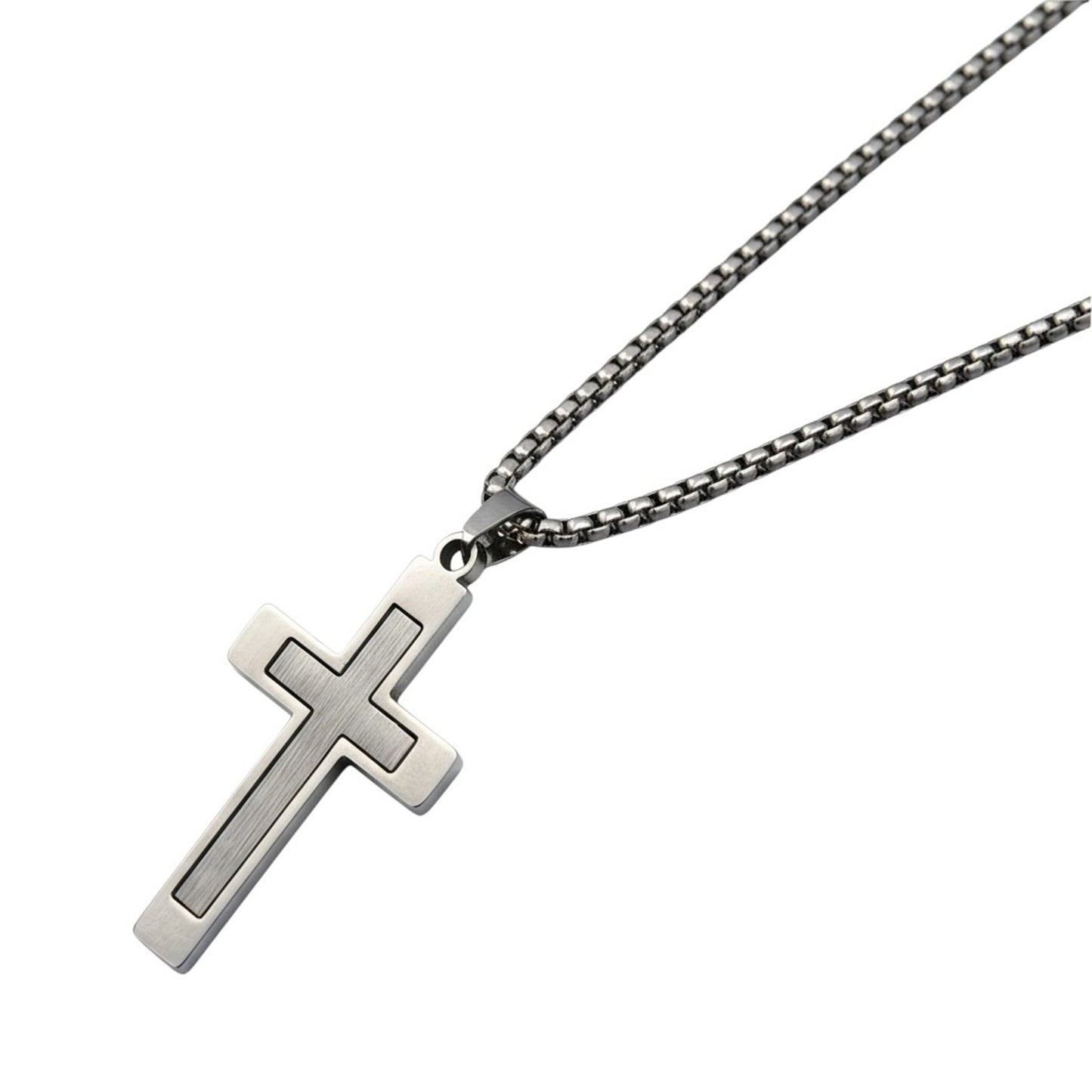Halskette Kreuz Silber Herren Kette Edelstahl wasserfest hypoallergen