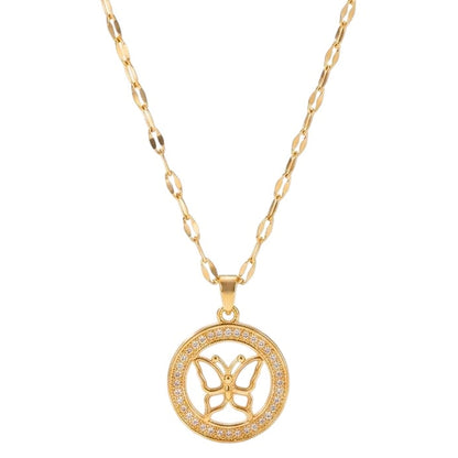 Halskette Schmetterling Gold Kristalle Edelstahl vergoldet 40 cm wasserfest rostfrei Damen Kette Karma