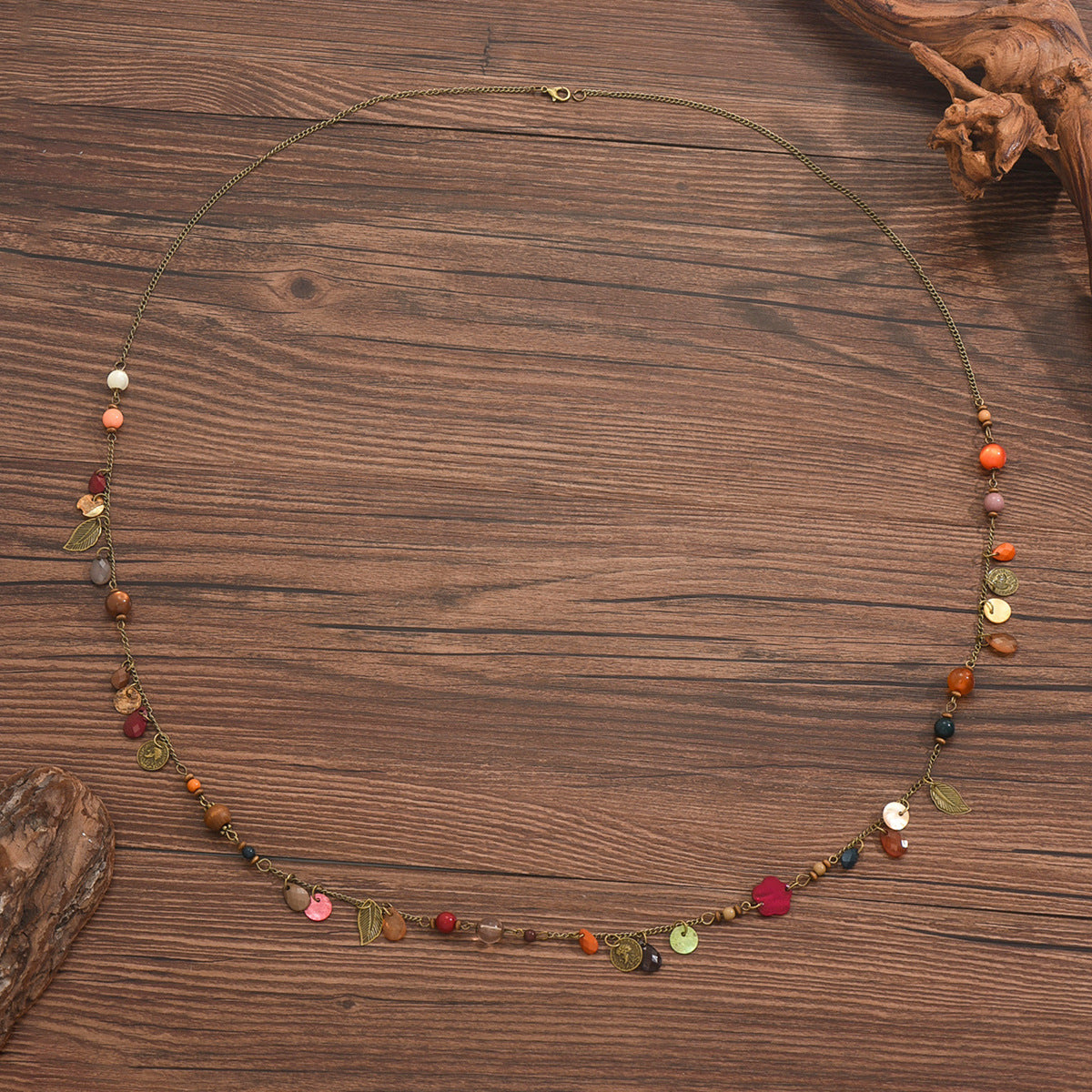 Lange Halskette Glas bunt 110 cm Pulloverkette Kette Damen Karma