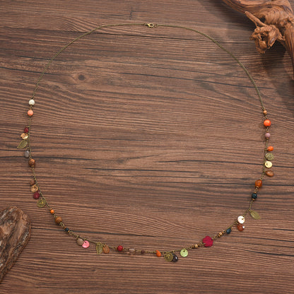 Lange Halskette Glas bunt 110 cm Pulloverkette Kette Damen Karma