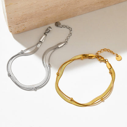 Fußkette 2reihig Gold Edelstahl vergoldet