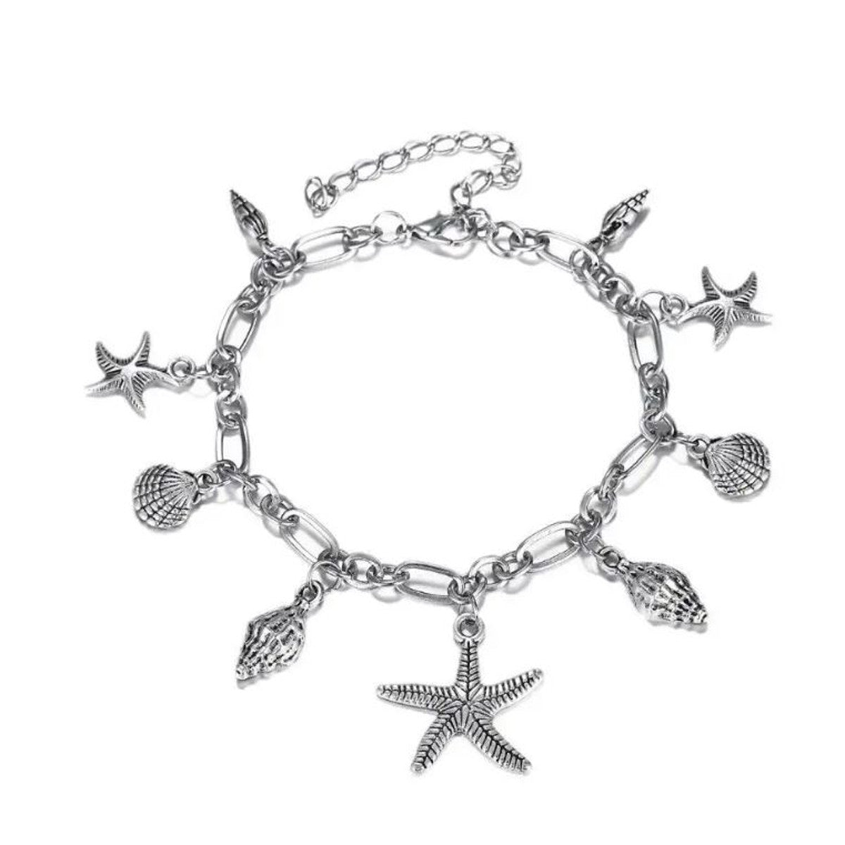 Fußkettchen Muscheln + Seestern silber KARMA