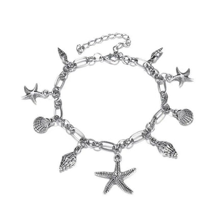 Fußkettchen Muscheln + Seestern silber KARMA