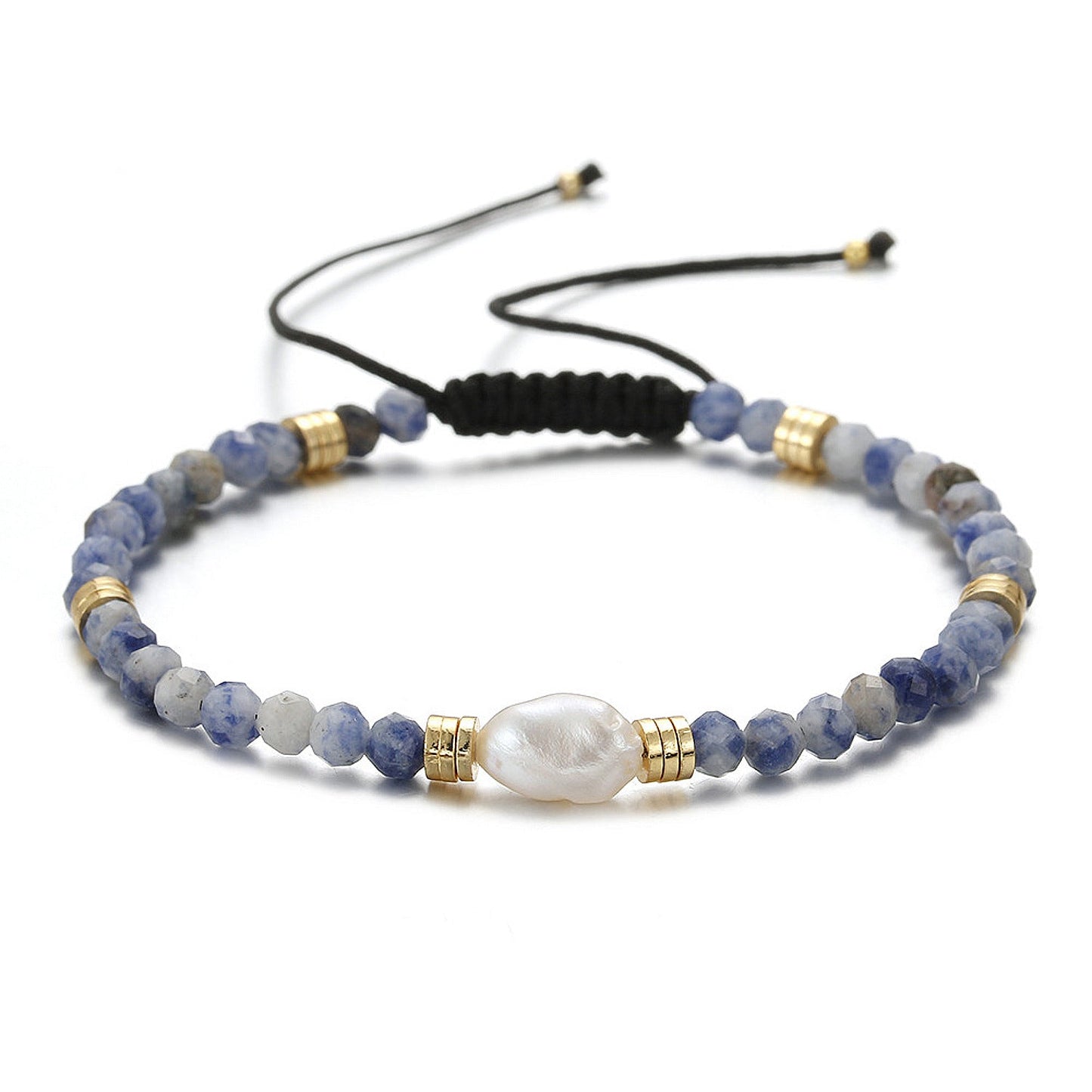 Armband mit Süßwasserperlen Blau Weiß oder Grün KARMA