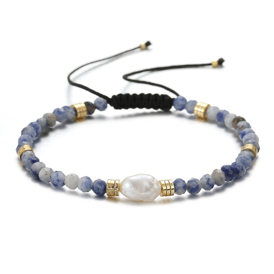 Armband mit Süßwasserperlen Blau Weiß oder Grün KARMA