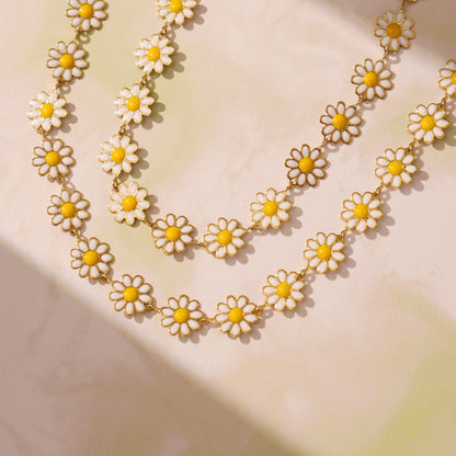 Schmuckset Blume Armband und Fußkette Edelstahl vergoldet wasserfest hypoallergen