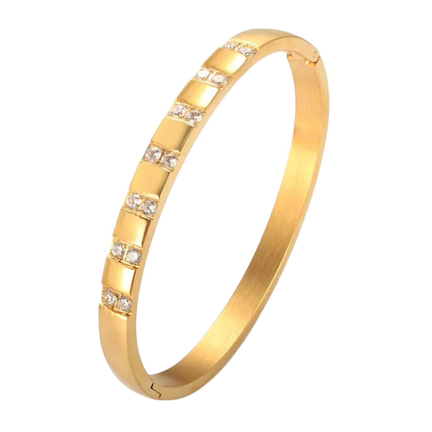 Armreif Titanstahl Silber oder Gold mit Kristallen KARMA