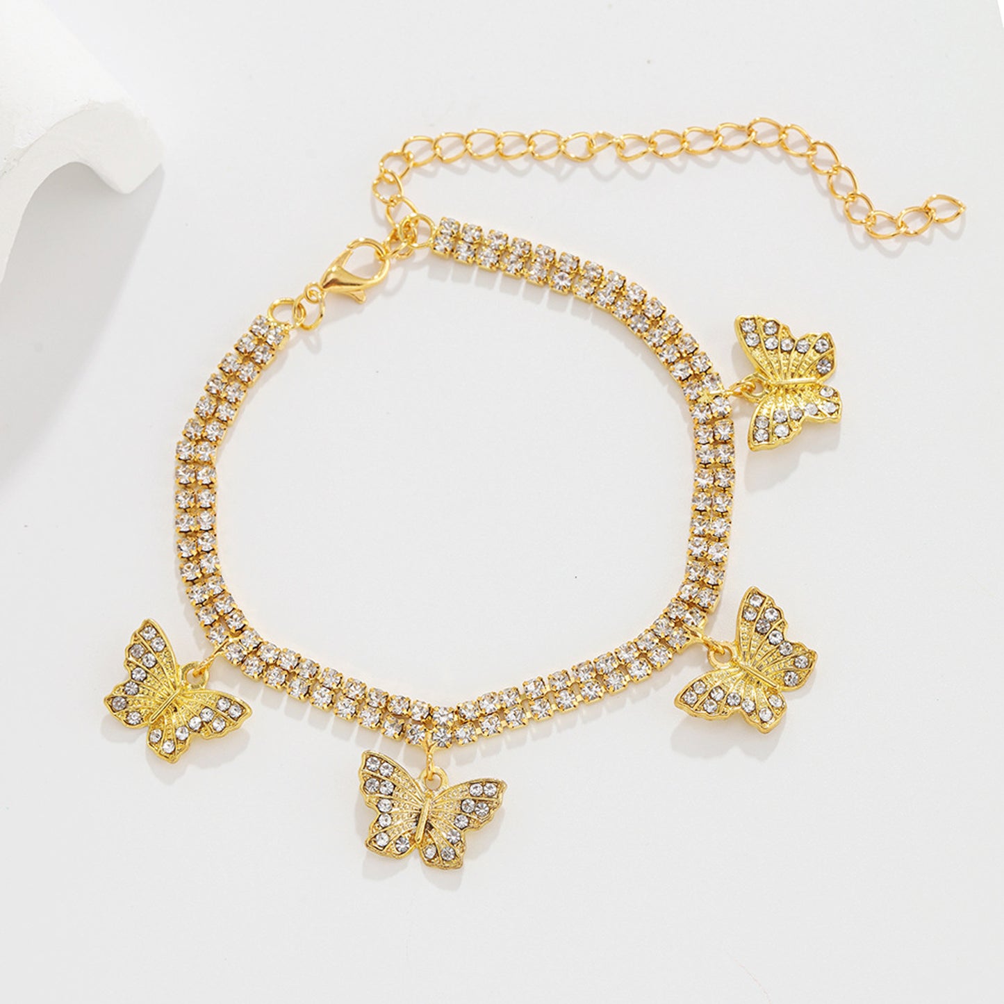 Fußkette Schmetterling Gold verstellbares Fußkettchen modern Karma
