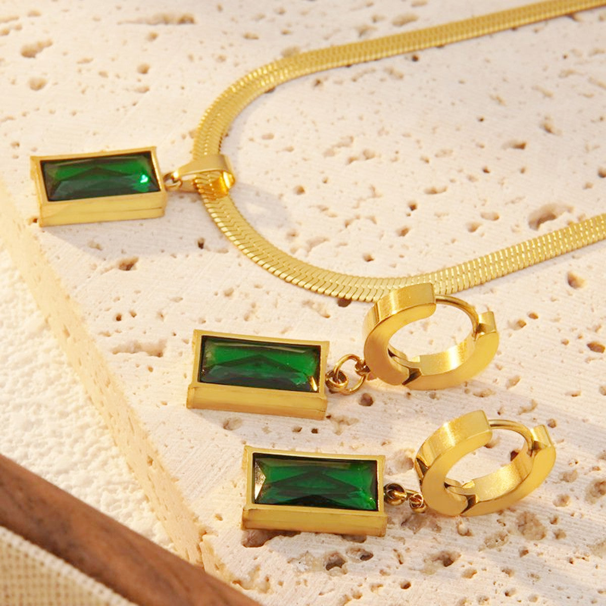 Schmuckset Gold Grün Karma