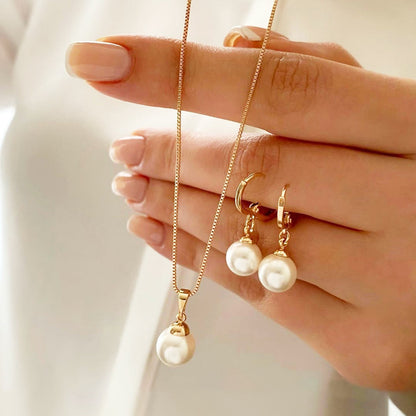 Schmuckset Perlen Gold Halskette Ohrringe KARMA