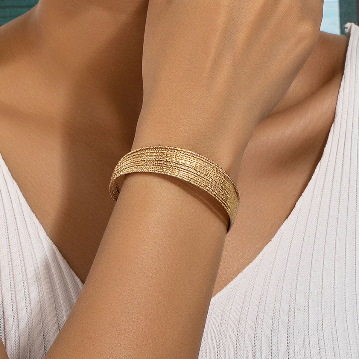 Armreif Metall Silber oder Gold dehnbar Karma