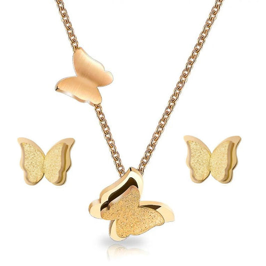 Schmuckset Schmetterlinge Gold od. Silber Karma