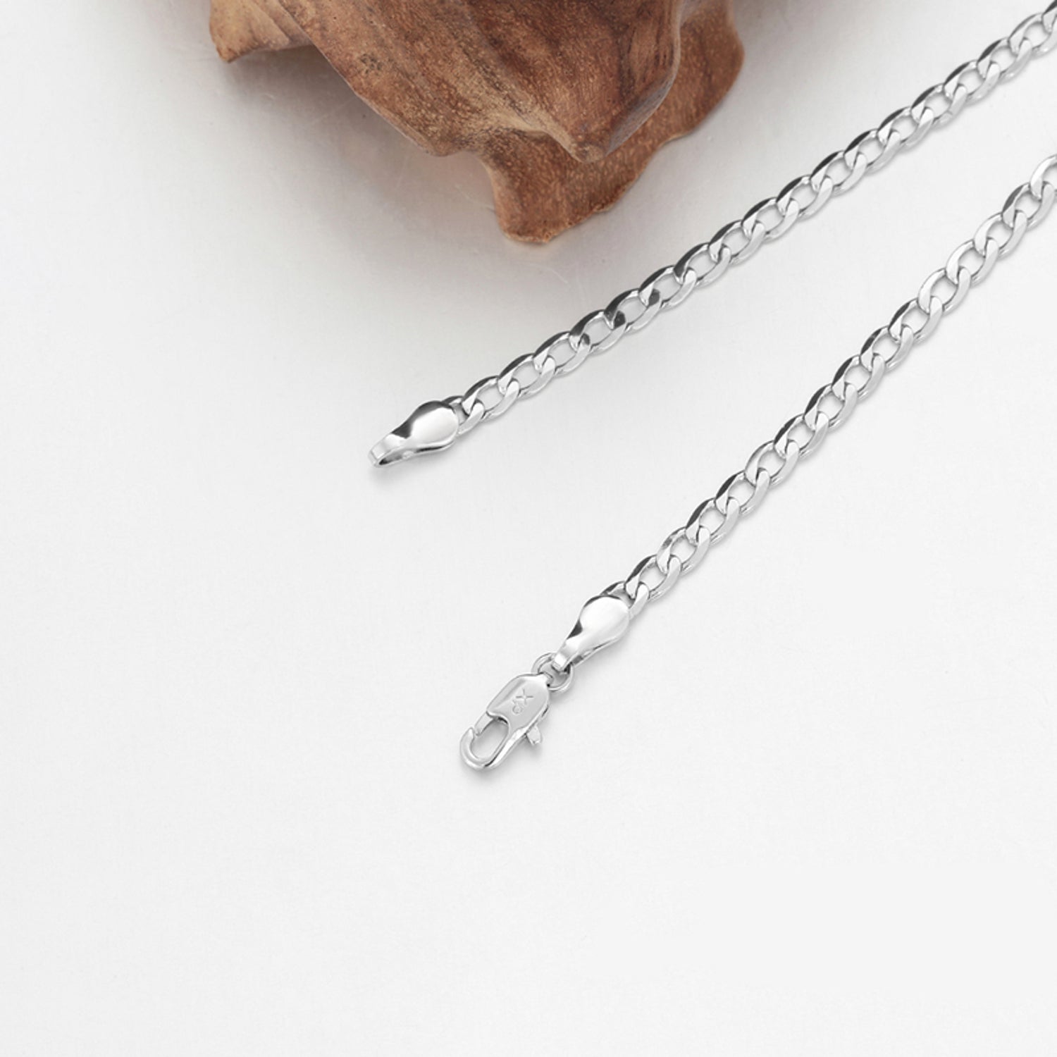 Halskette Herren Silber 59 cm Platin beschichtet Kette modern Karma