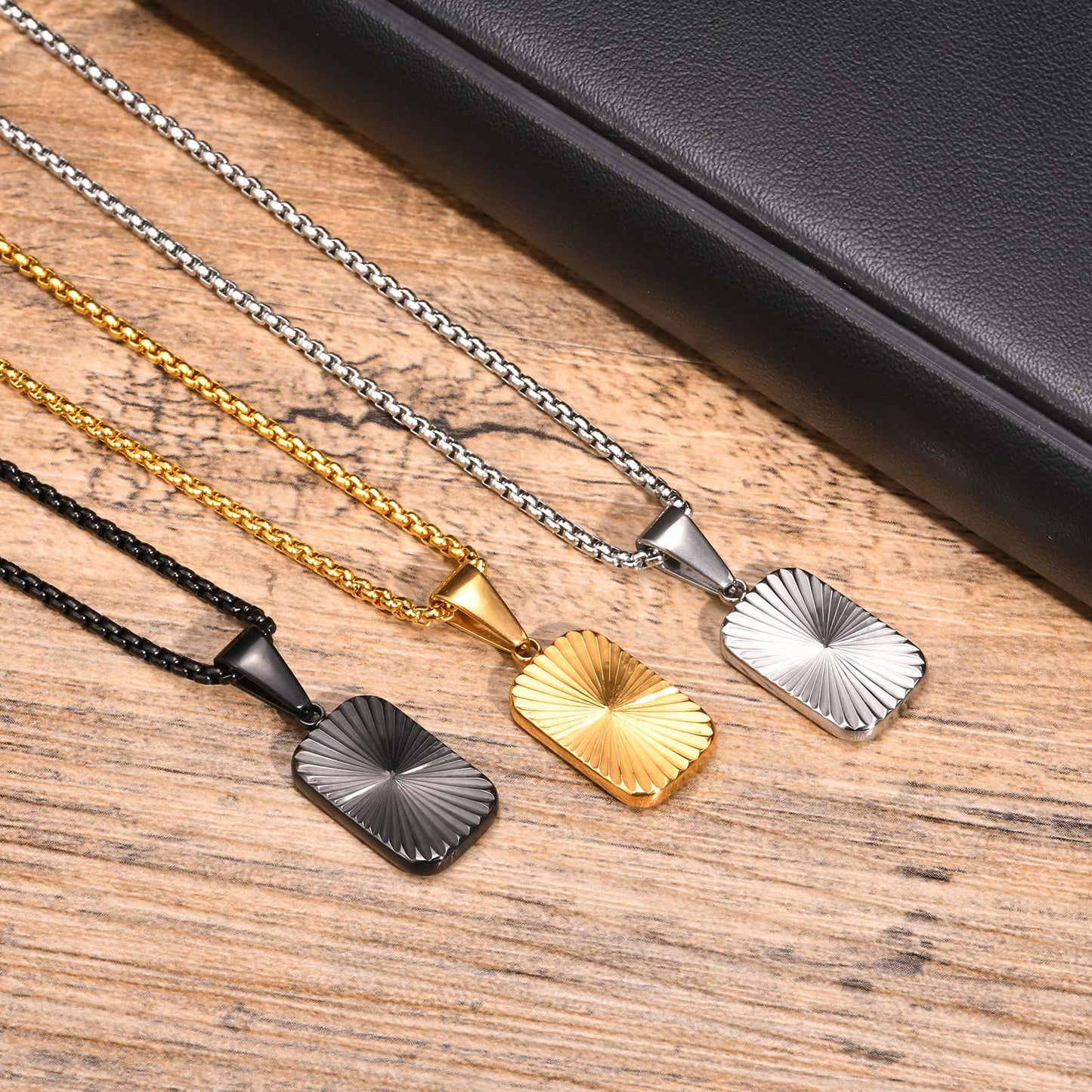 Erbskette Herren mit Anhänger Schwarz, Gold od. Silber Karma