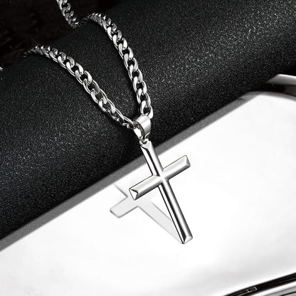 Herrenkette mit Kreuz Silber 925/ Edelstahl Karma
