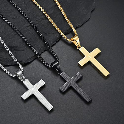 Halskette Kreuz Edelstahl Gold Schwarz oder Silber KARMA