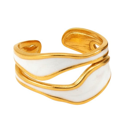 Damenring Edelstahl Gold Schwarz od. Weiß modern Ring Damen KARMA
