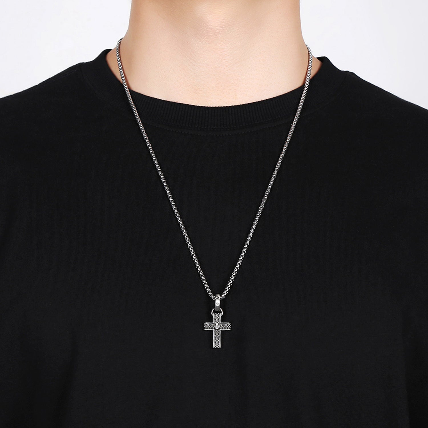 Kette Kreuz Silber Herren Edelstahl Halskette KARMA
