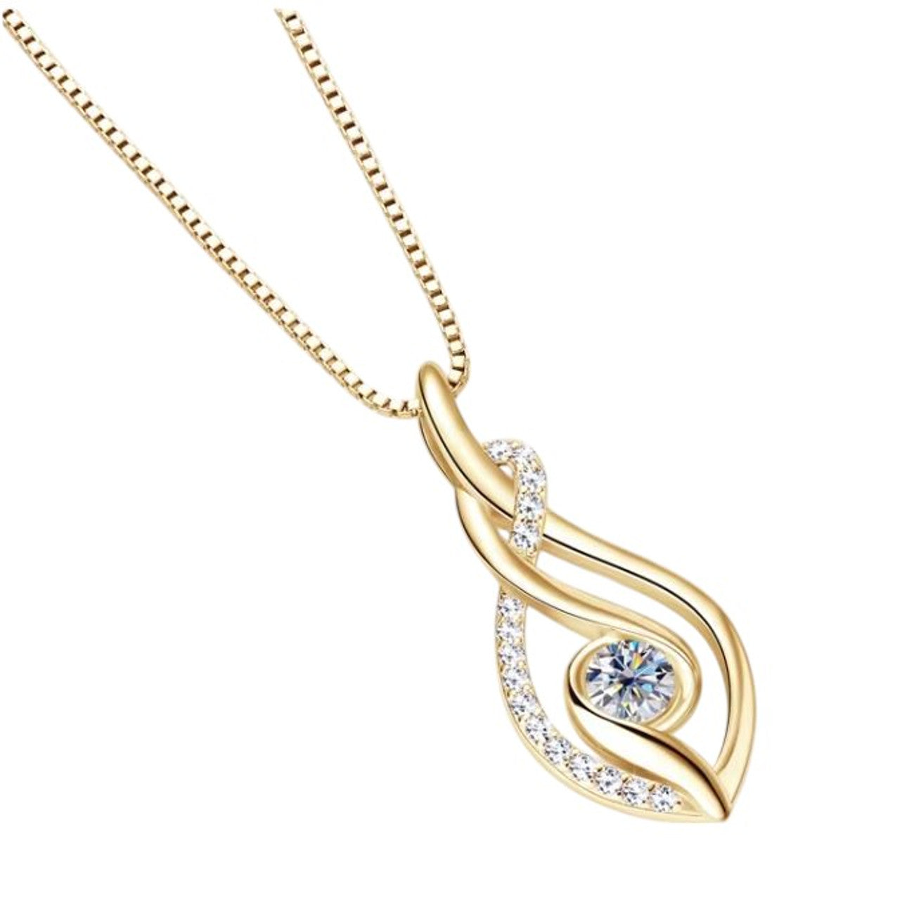Halskette Moissanite mit Anhänger Silber oder Gold in Box Karma