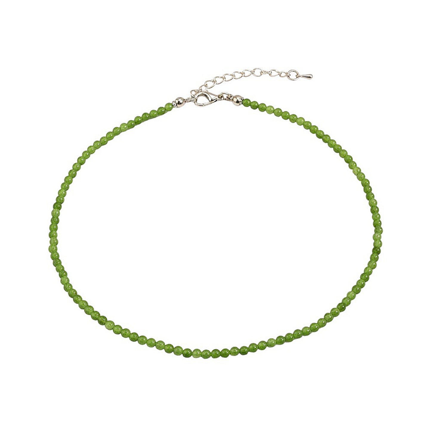 Naturstein Halskette Damen Peridot Grün 39 cm Kette Karma