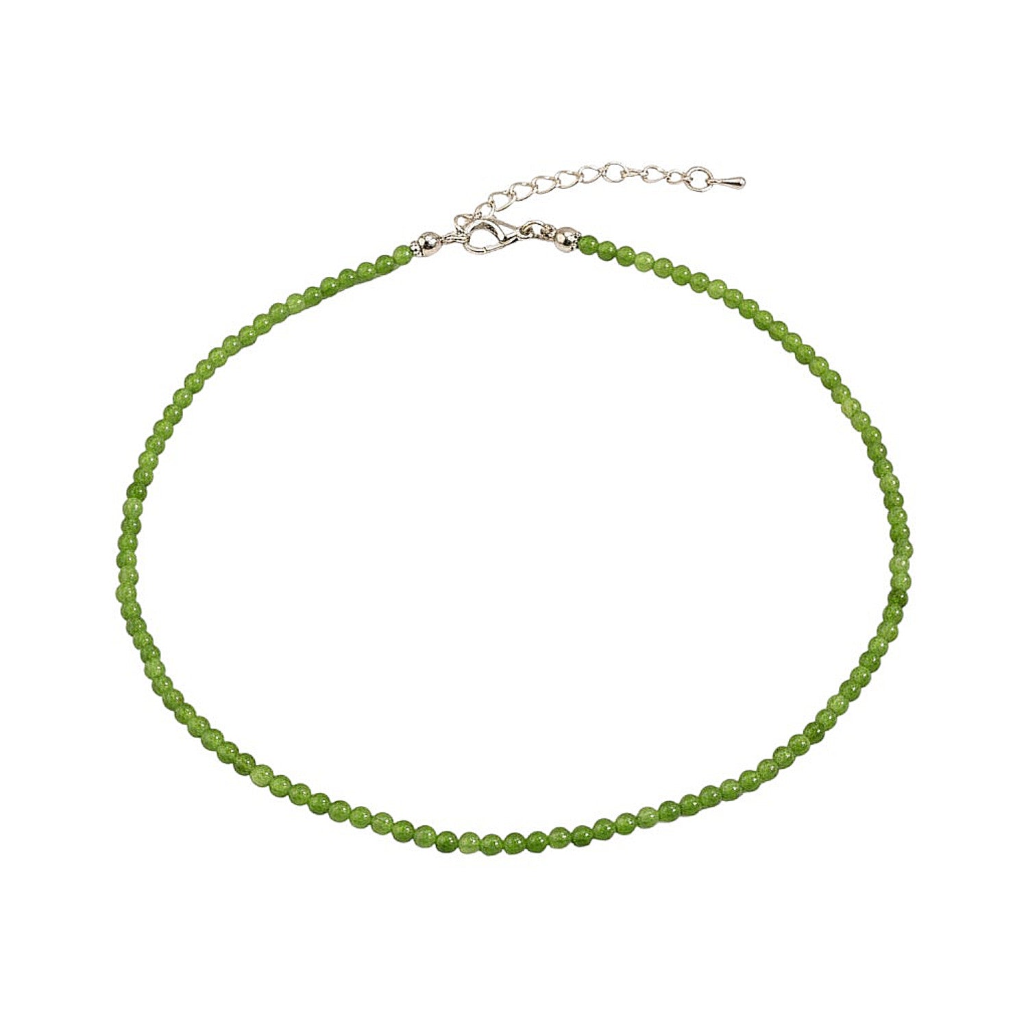 Naturstein Halskette Damen Peridot Grün 39 cm Kette Karma