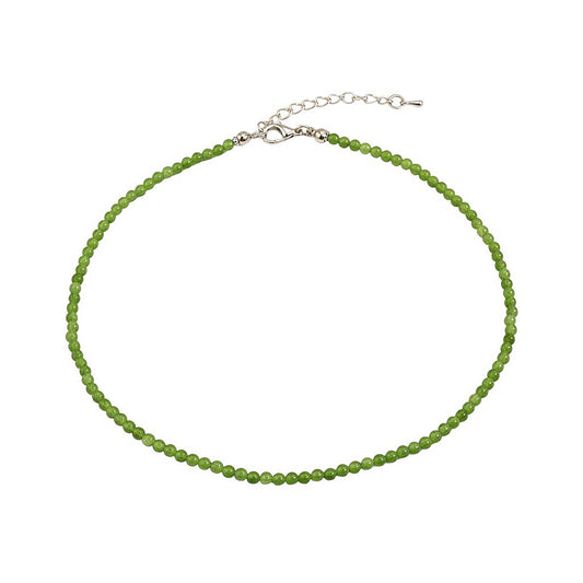 Naturstein Halskette Damen Peridot Grün 39 cm Kette Karma