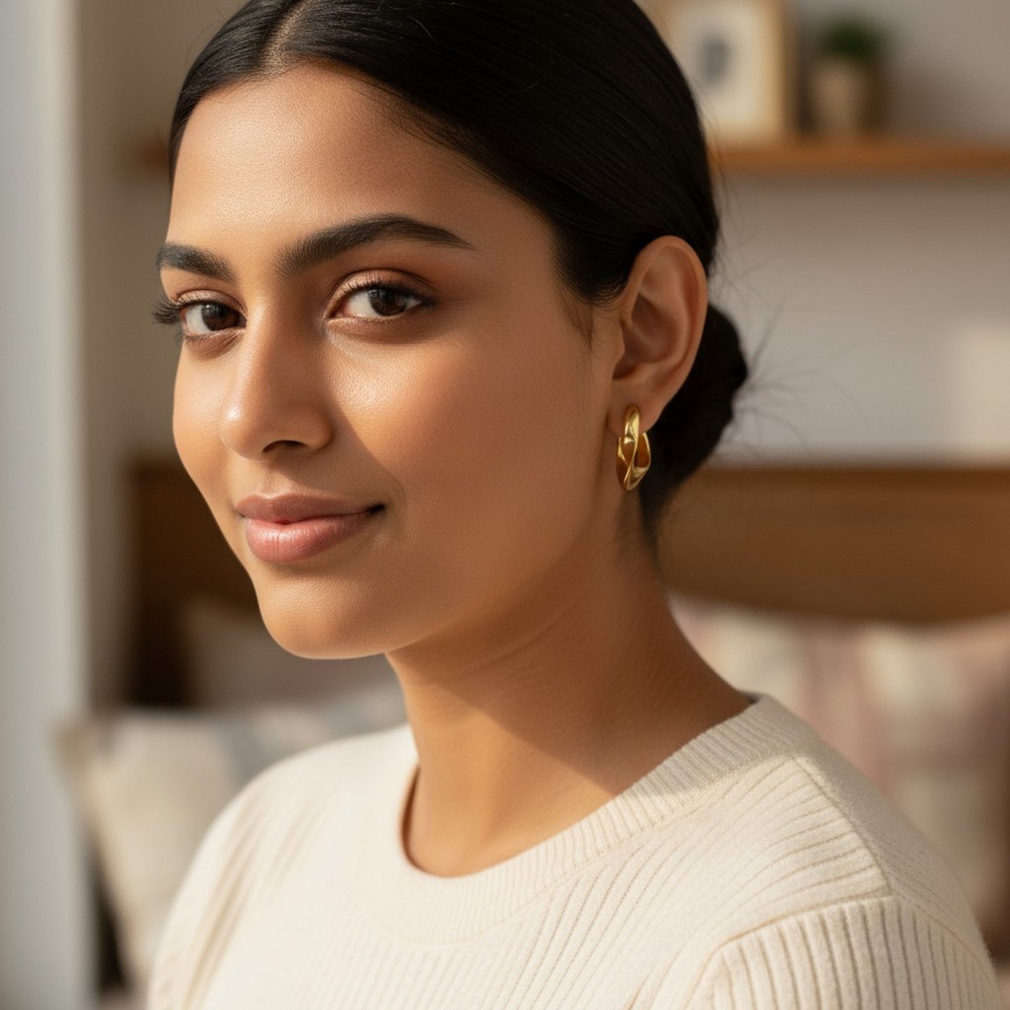 Creolen Oval Gold Edelstahl vergoldet Damenohrringe Ohrringe Damen KARMA