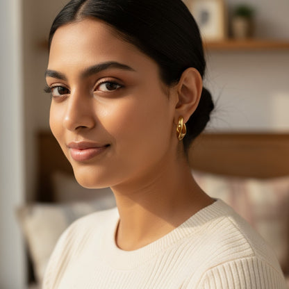 Creolen Oval Gold Edelstahl vergoldet Damenohrringe Ohrringe Damen KARMA