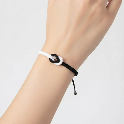 Partnerarmbänder Schwarz Weiß Texil einstellbar Armband Damen Herren Partnerschmuck Karma