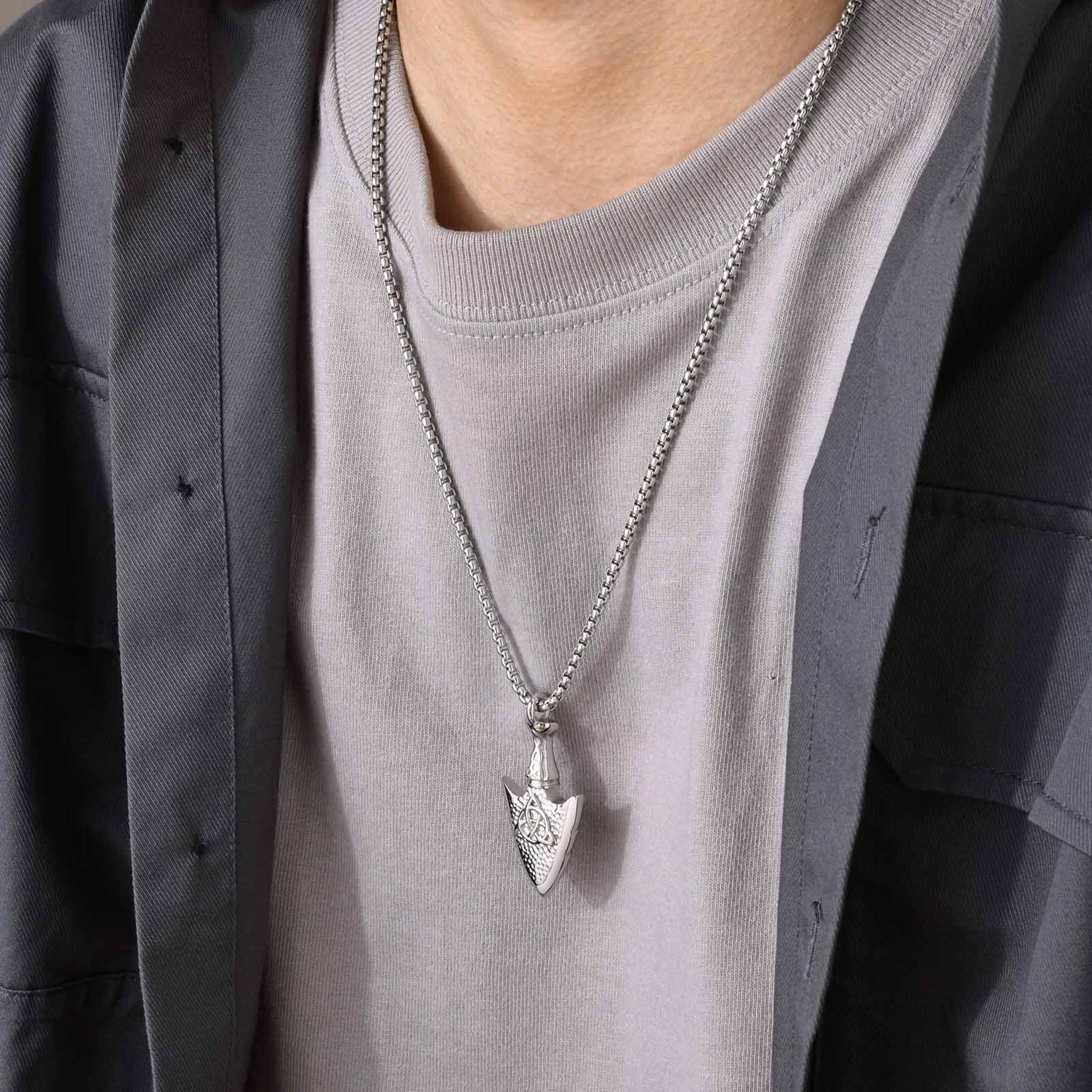 Kette Pfeilspitze Silber Herren Edelstahl Halskette KARMA