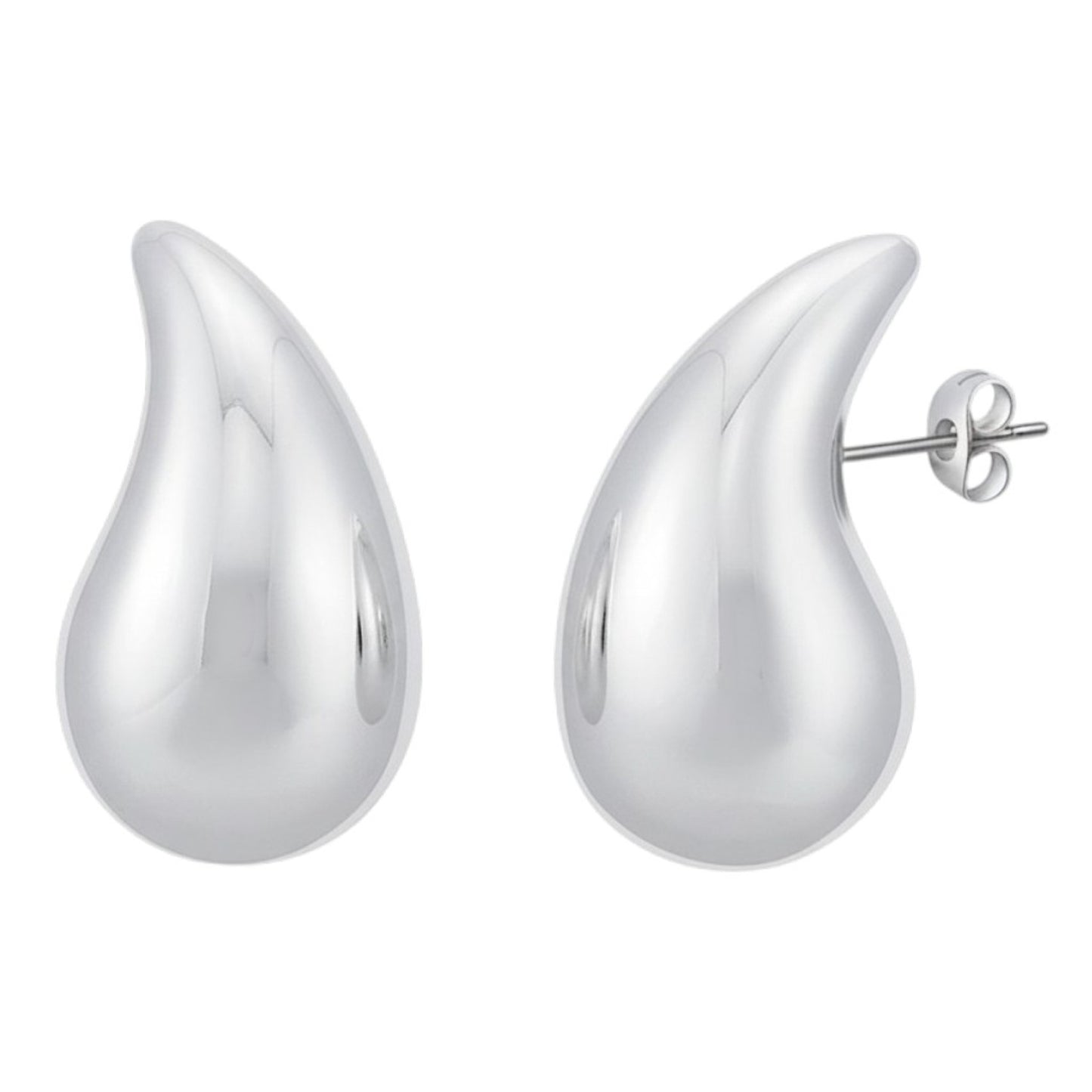 Ohrringe Tropfen Silber 3,2 cm Edelstahl wasserfest hypoallergen Damenohrringe Ohrringe modern Karma