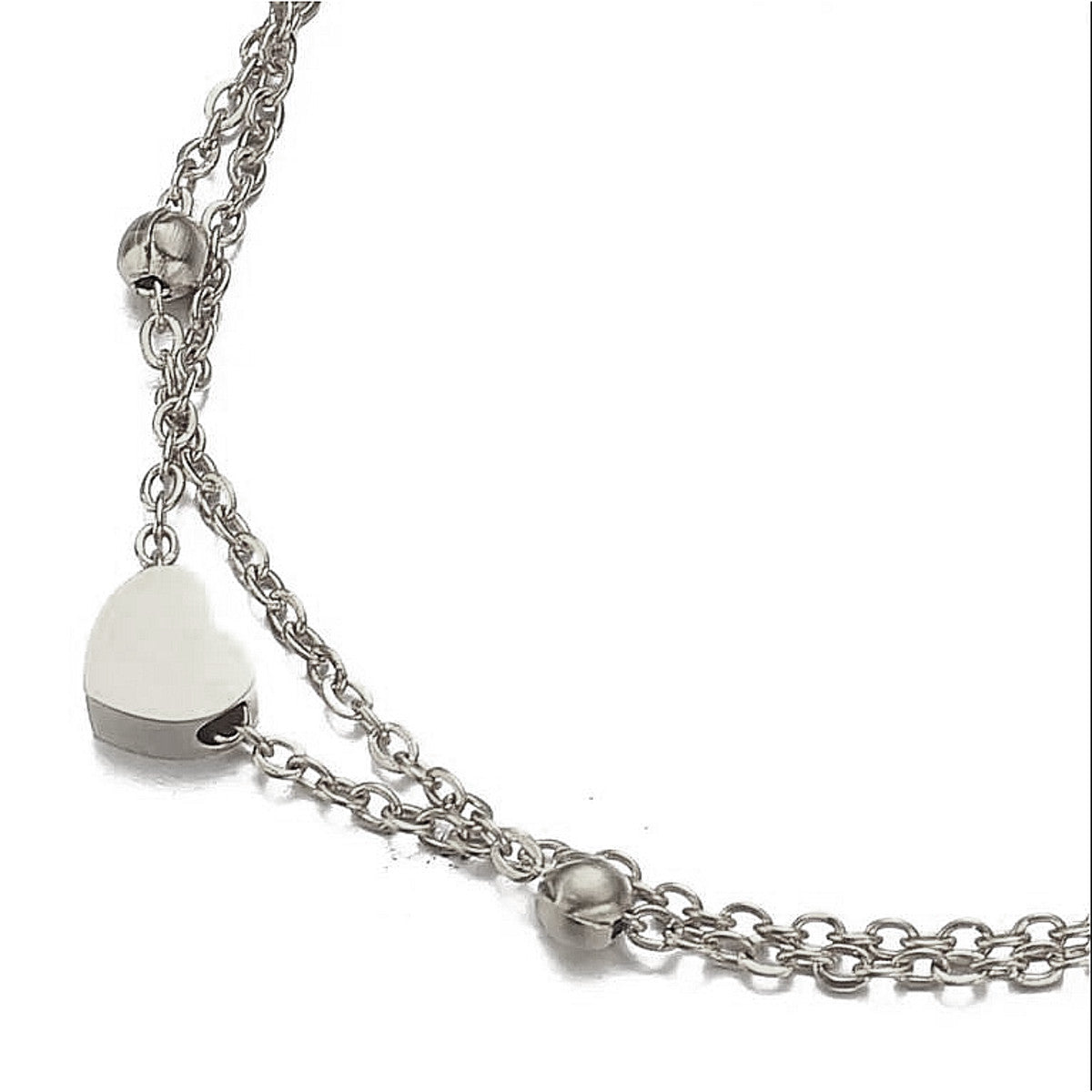 Fußkettchen Edelstahl mit Herz gold oder silber KARMA