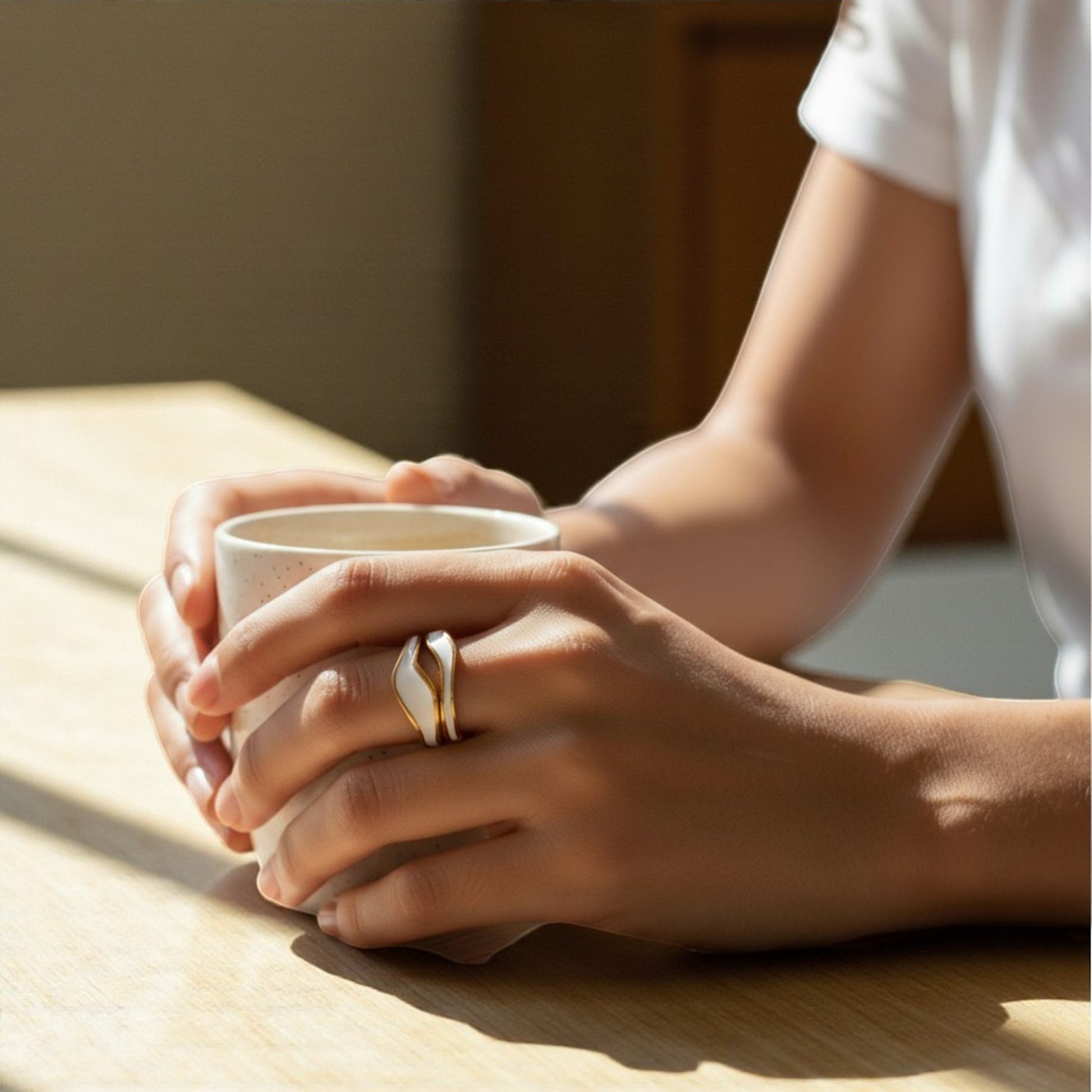 Damenring Edelstahl Gold Schwarz od. Weiß modern Ring Damen KARMA