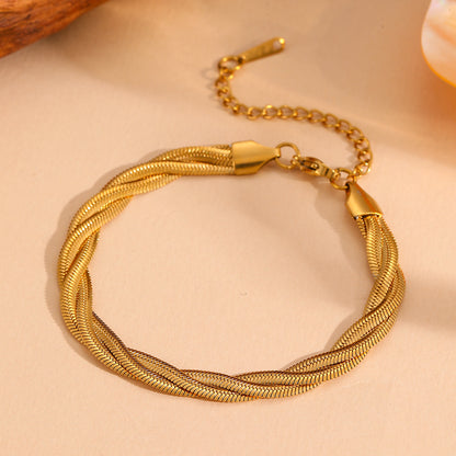 Schmuckset Gold Armband und Fußkette Edelstahl wasserfest hypoallergen rostfrei Karma